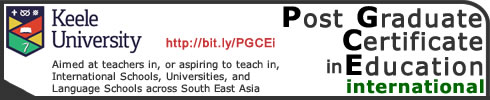 Post Graduate Certificate in Education (International) : Keele University PGCEi hosted by Harrow International School, Bangkok.<br>
Aimed at teachers in, or aspiring to teach in, International Schools, Universities, and Language Schools across South East Asia.