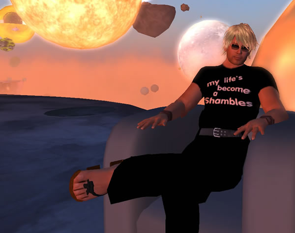 shamblesguru at a multimedia performing arts event at the inspire space park in second life